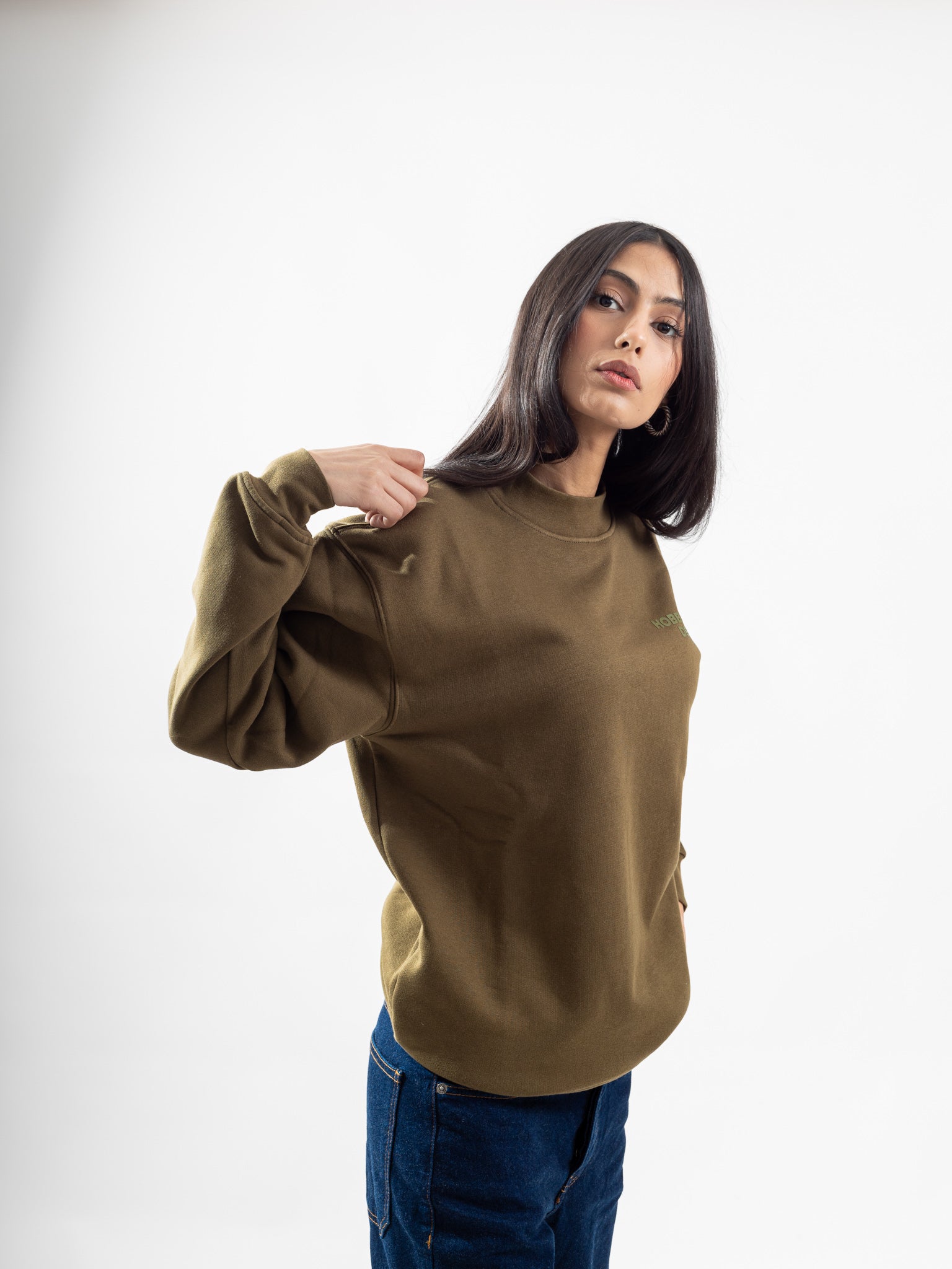 Olive Green oversized Crewneck