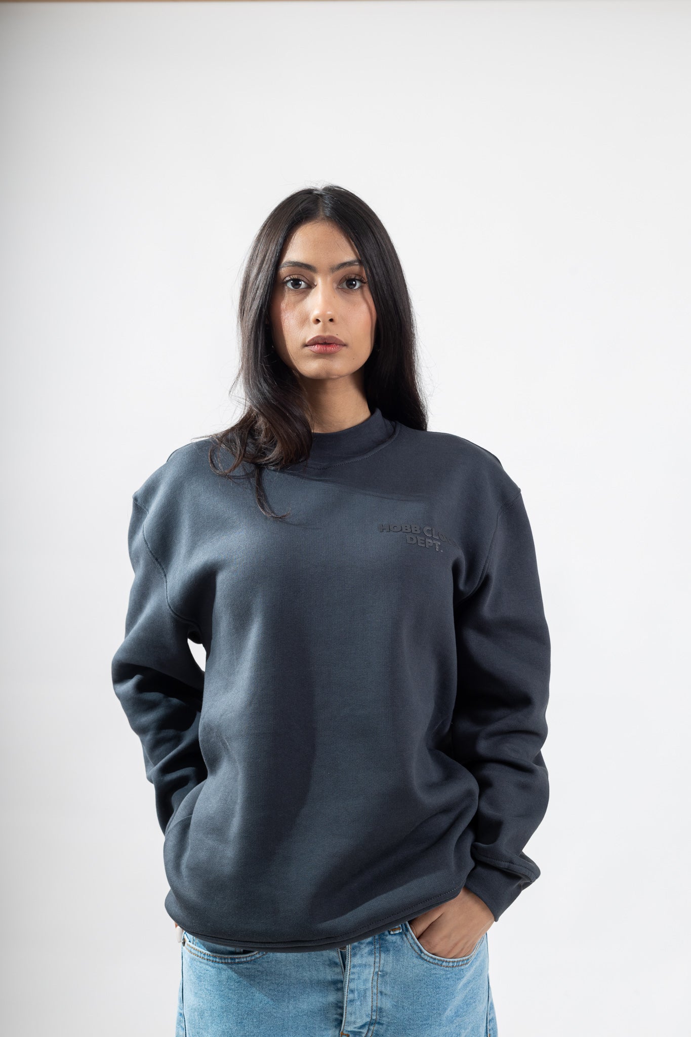 Petrol Grey Oversized Crewneck