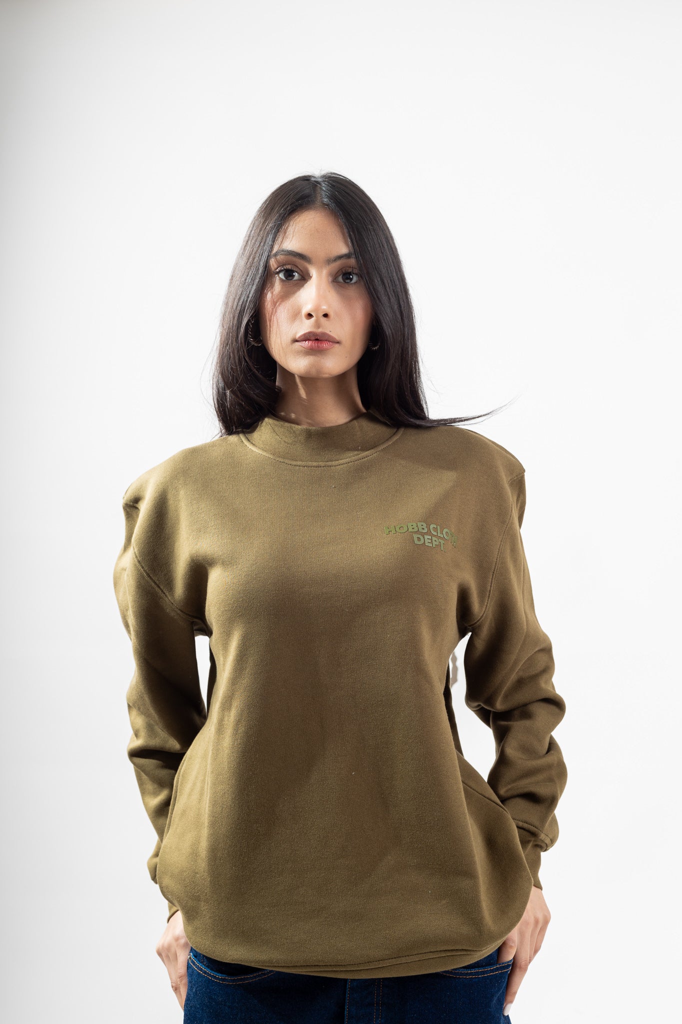 Olive Green oversized Crewneck